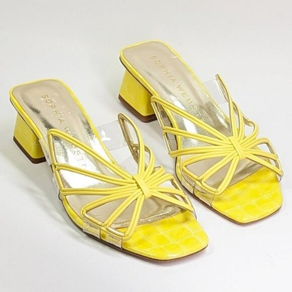 Sophia Webster Women's Havanna Low Heel Mule Sandals Lemon Size 39 (MSRP $650) - Picture 3 of 11